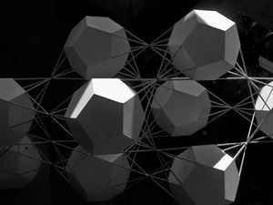 Preview wallpaper crystal, structure, black and white, shapes, abstraction