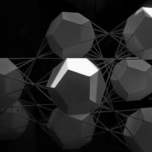 Preview wallpaper crystal, structure, black and white, shapes, abstraction