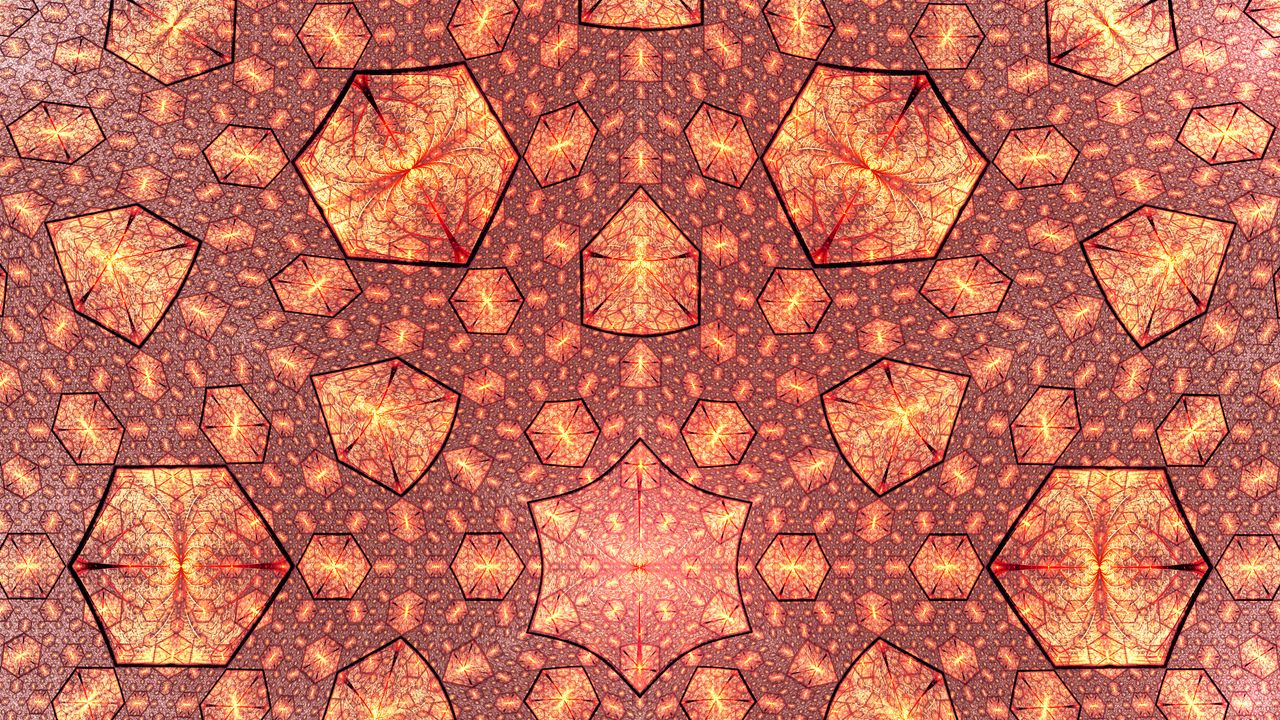 Wallpaper crystals, fractal, glow, shapes, abstract