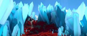 Preview wallpaper crystals, valley, grass, 3d, blue