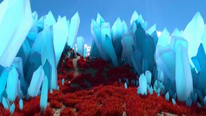 Preview wallpaper crystals, valley, grass, 3d, blue