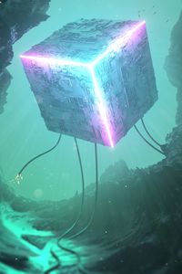 Preview wallpaper cube, 3d, neon, backlight