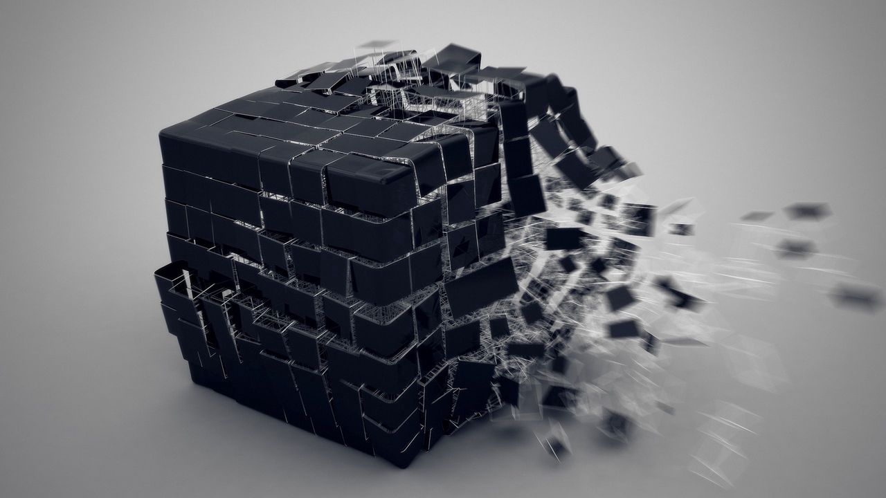 Wallpaper cube, burst, forming
