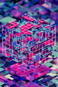 Preview wallpaper cube, colorful, 3d, volume