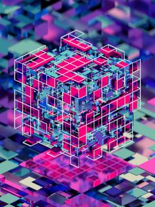 Preview wallpaper cube, colorful, 3d, volume