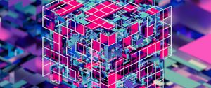 Preview wallpaper cube, colorful, 3d, volume