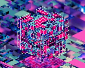 Preview wallpaper cube, colorful, 3d, volume