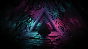 Preview wallpaper cube, figure, dark, tunnel, backlight, 3d