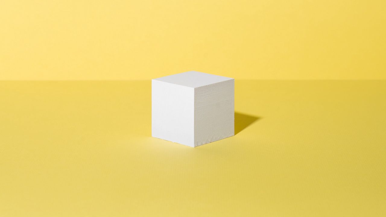 Wallpaper cube, figure, minimalism, yellow