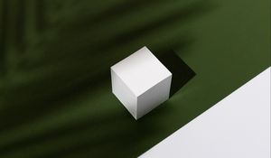 Preview wallpaper cube, figure, shadow, minimalism, green