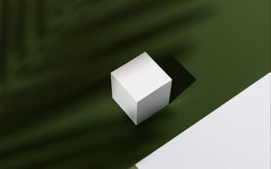 Preview wallpaper cube, figure, shadow, minimalism, green