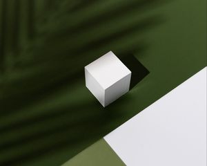 Preview wallpaper cube, figure, shadow, minimalism, green