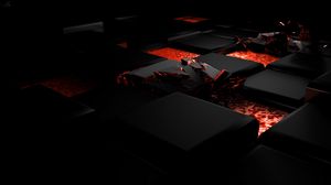 Preview wallpaper cube, fire, dark, light, alloy