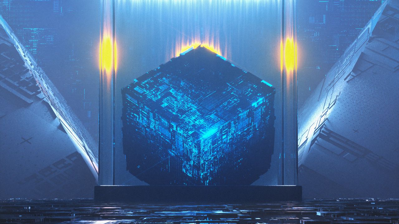 Wallpaper cube, glow, shapes