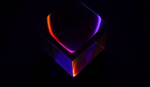 Preview wallpaper cube, neon, reflection, glare, dark