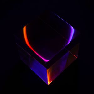 Preview wallpaper cube, neon, reflection, glare, dark