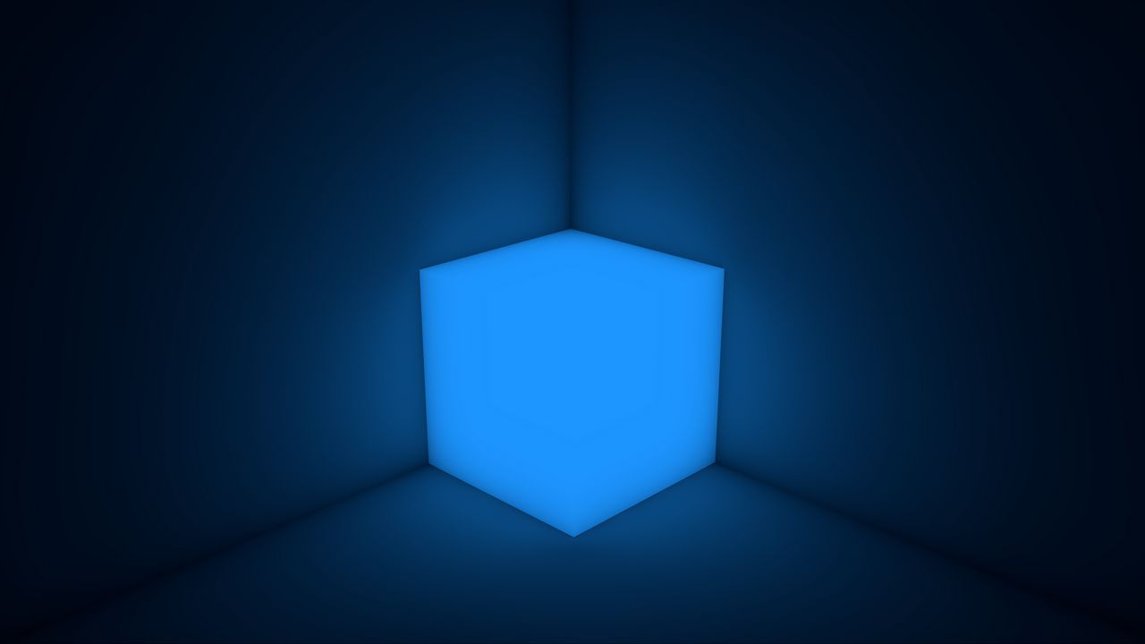 Wallpaper cube, neon, shape, backlight