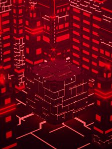 Preview wallpaper cube, scheme, building, inscription, red