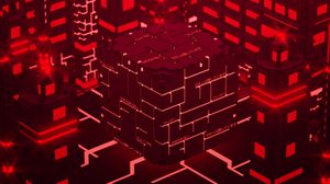 Preview wallpaper cube, scheme, building, inscription, red