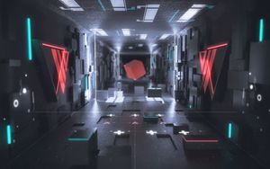 Preview wallpaper cube, shape, 3d, neon, glow