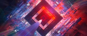 Preview wallpaper cube, space, flight, circuit, immersion, futuristic, art