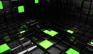 Preview wallpaper cube, square, green, black, space