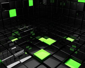 Preview wallpaper cube, square, green, black, space