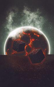 Preview wallpaper cubes, ball, sphere, smoke, 3d