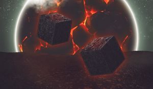Preview wallpaper cubes, ball, sphere, smoke, 3d