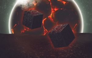 Preview wallpaper cubes, ball, sphere, smoke, 3d