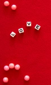 Preview wallpaper cubes, beads, love, word, red