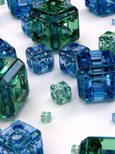 Preview wallpaper cubes, blue, green, glass