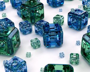 Preview wallpaper cubes, blue, green, glass