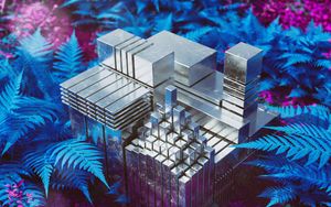 Preview wallpaper cubes, construction, shapes, metal, glare, fern, 3d