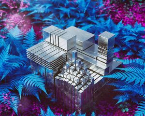Preview wallpaper cubes, construction, shapes, metal, glare, fern, 3d