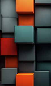 Preview wallpaper cubes, edges, abstraction, gray, orange