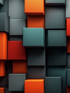 Preview wallpaper cubes, edges, abstraction, gray, orange