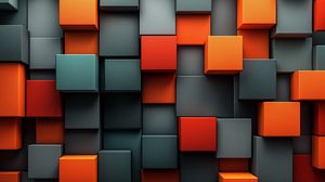 Preview wallpaper cubes, edges, abstraction, gray, orange