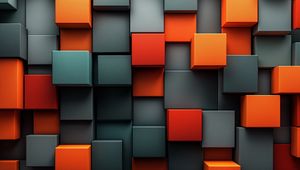 Preview wallpaper cubes, edges, abstraction, gray, orange