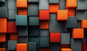 Preview wallpaper cubes, edges, abstraction, gray, orange