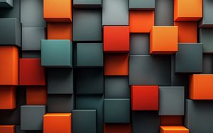 Preview wallpaper cubes, edges, abstraction, gray, orange