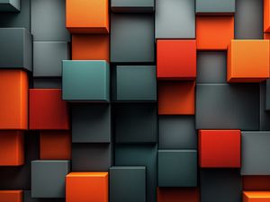Preview wallpaper cubes, edges, abstraction, gray, orange