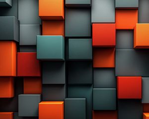 Preview wallpaper cubes, edges, abstraction, gray, orange