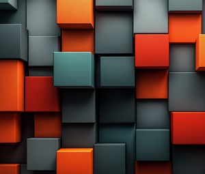 Preview wallpaper cubes, edges, abstraction, gray, orange