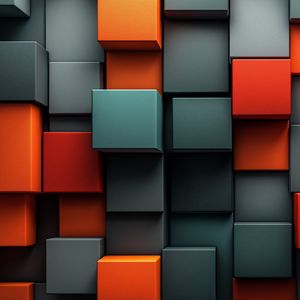 Preview wallpaper cubes, edges, abstraction, gray, orange