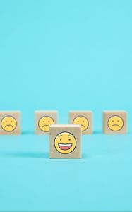 Preview wallpaper cubes, emoticons, smile, blue background