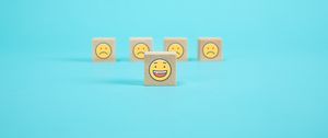 Preview wallpaper cubes, emoticons, smile, blue background