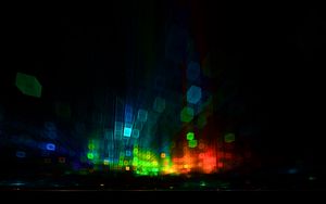 Preview wallpaper cubes, glare, blurring, multicolored, dark