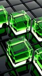 Preview wallpaper cubes, glass, surface, green