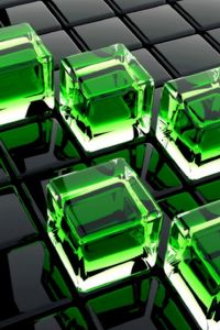 Preview wallpaper cubes, glass, surface, green